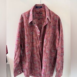 vintage Alan Flusser Red and Pink Paisley Shirt